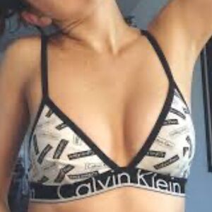 Calvin Klein White  and Black Logo Triangle Bralette